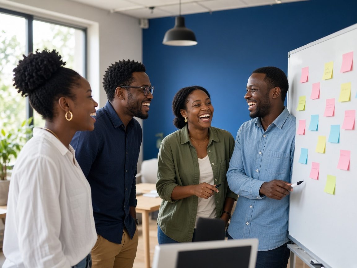 Paysasa team planning at a whiteboard