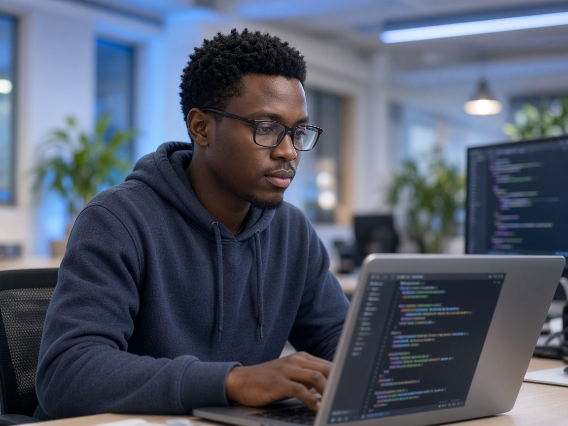 Developer working on code with a payments dashboard