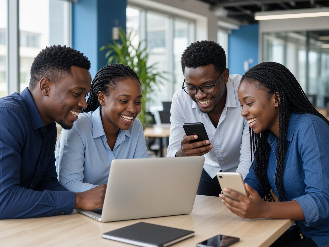 A finance team reviewing payments together on a laptop in a bright office