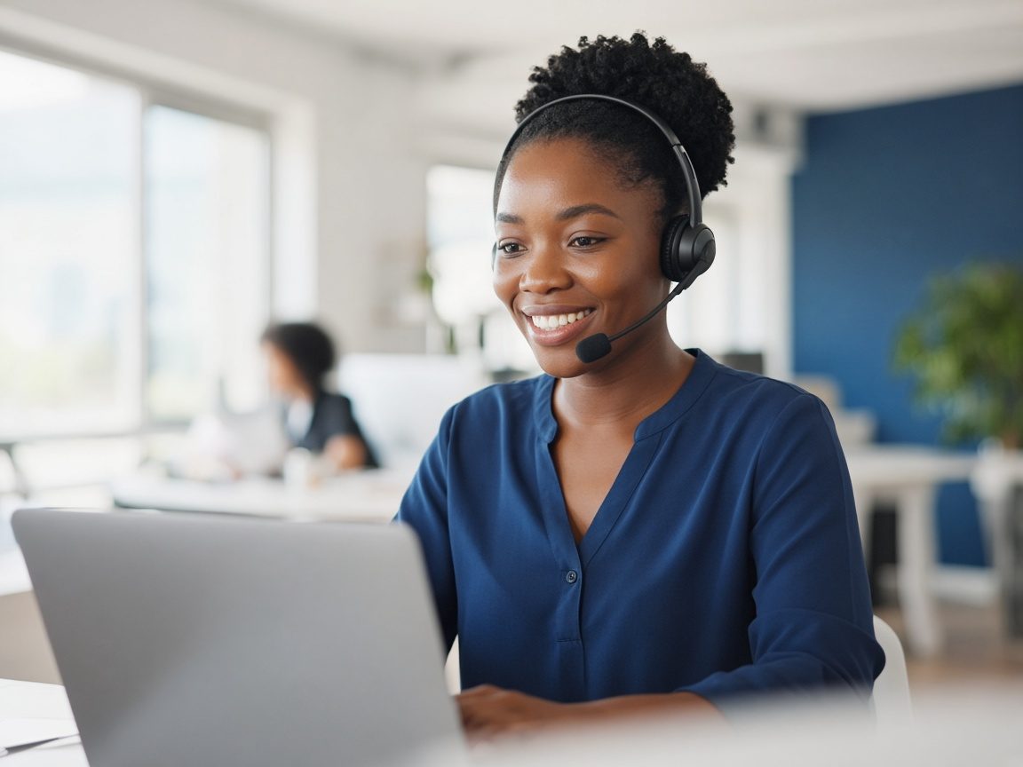 Paysasa support agent wearing a headset